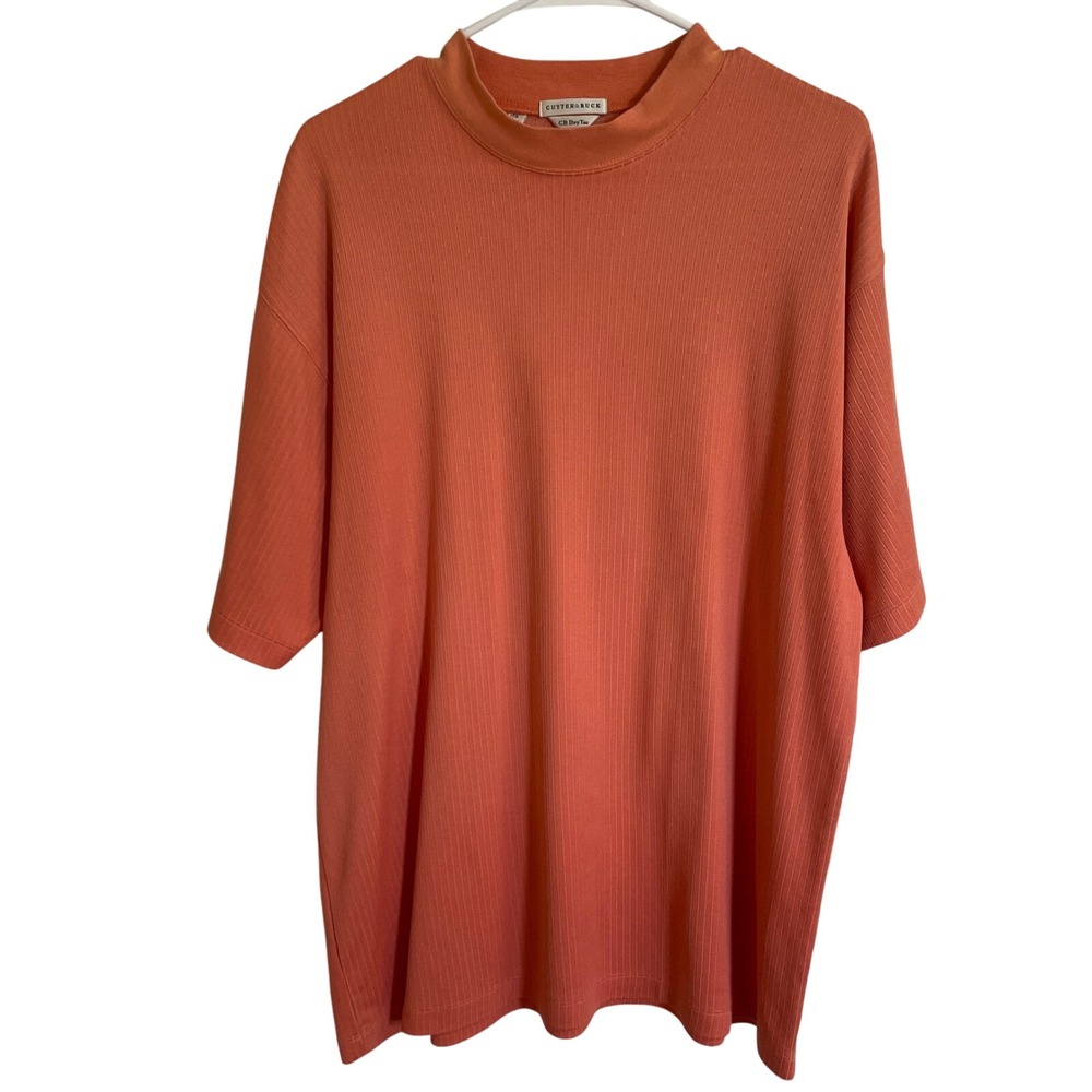 Cutter‎ & Buck XL Mens CB DryTec Golf Polo Shirt Ribbed Knit Coral